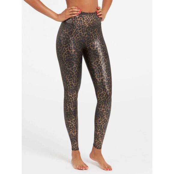 SPANX Faux Leather Leopard Shine Leggings - Small - NWOT - Picture 3 of 9